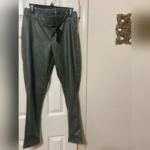 Leather green pants